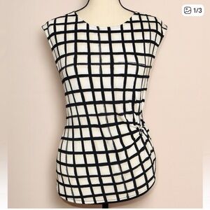 Calvin Klein Black and White Checkered Blouse